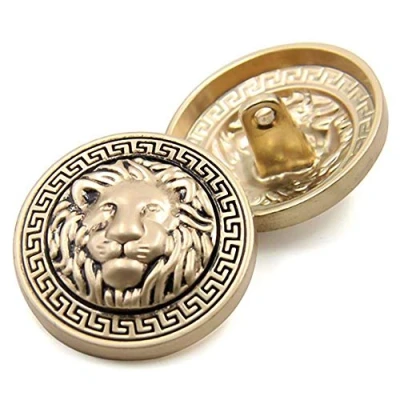Image of Anjing Metal Shank Button Lion Head Embossed Suit Shirt DIY Buttons,Pack of 10