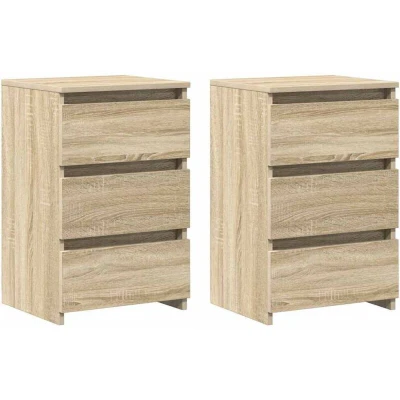 Image of vidaXL Bed Cabinets 2 pcs Sonoma Oak 40x35x62.5 cm Engineered Wood