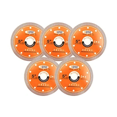 Image of Super Thin Diamond Tile Blade with Mesh Rim,BGTEC 5Pcs 5 Inch/125MM x Arbor 22.23mm Angle Grinder Cutting Disc For Dry or Wet Porcelain Ceramic Marble Granite
