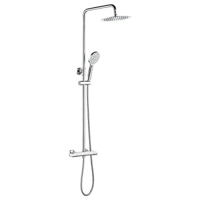 Image of Ibergrif Thermostatic Shower System, Rainfall Mixer Tap Kit, Chrome