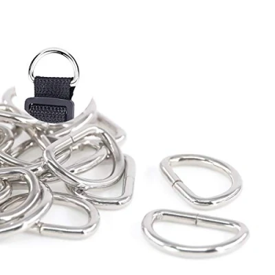 Image of Swpeet S493 150Pcs 1inch Multi Purpose Metal D Ring Semi Circular for Hardware Bags Hand DIY Accessories (1inch 25mm),Sliver