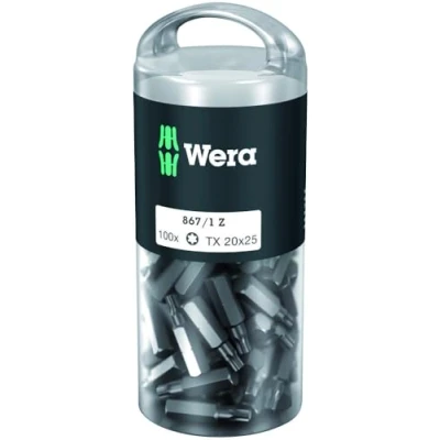 Image of Wera 05072448001 TX20 x 25 mm 867/1 DIY Bit for Socket Screws Silver (100 Piece)