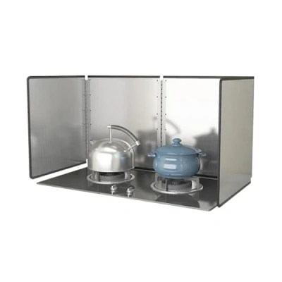 Image of Splatter Guard Splash Back, Foldable Stainless Steel Kitchen Anti Shield Screen for Frying Pan Wall Hob Grease (60 * 80 45cm)