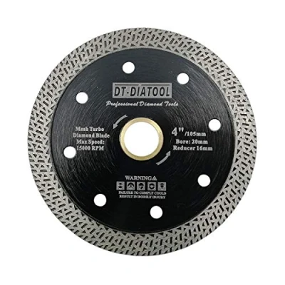 Image of DT DIATOOL Diamond Saw Blade 4 Inch / 105mm Cutting Disc with Mesh Turbo for Porcelain Tile Marble Ceramic Granite