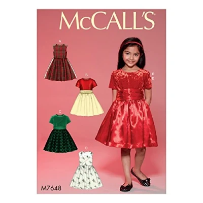Image of Mccall&#039;s Patterns 7648 CCE Childrens/Girls Dresses Sewing Pattern, Tissue, Multi Colour, 17 x 0.5 0.07 cm