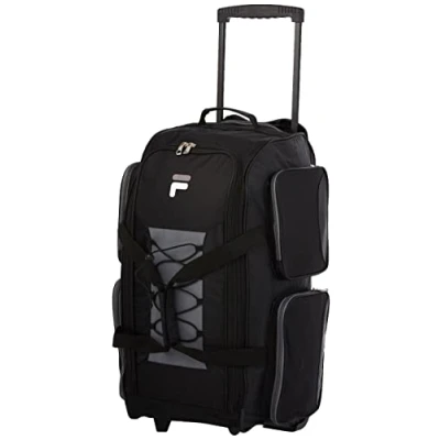 Image of Fila Unisex Adult 26&quot; Lightweight Rolling Duffel Bag, Black, One Size