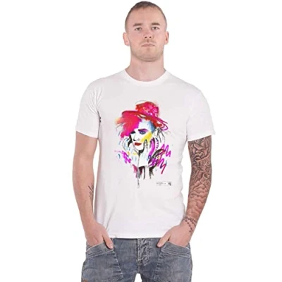 Image of Boy George and Culture Club T Shirt Drawn Portrait Logo Official Mens White S