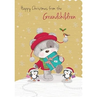 Image of Piccadilly Greetings Cute Christmas Card From Grandchildren 7 x 5 inches