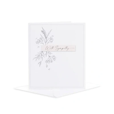 Image of UK Greetings Sympathy Card for Him/Her/Friend Floral Outline Design