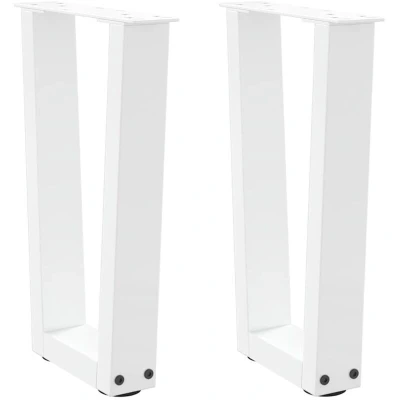Image of vidaXL Dining Table Legs V Shape White 28 43.3cm Steel Adjustable for Dining/Desks