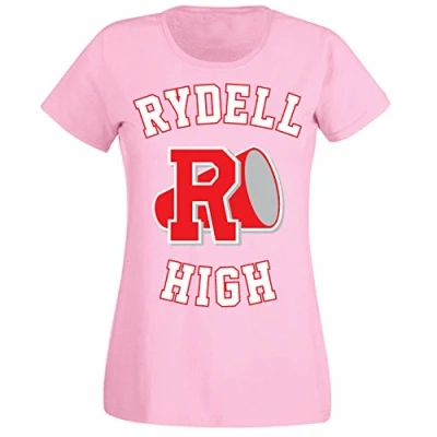 Image of Flip Womens Rydell High School Logo Grease Costume T Shirt Pink UK 8 10 (M)