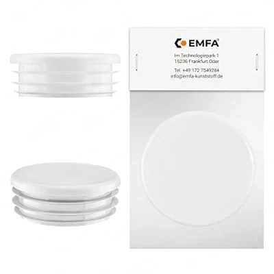 Image of Lamellar plugs End Caps for round pipe 50 mm 1 pcs. White RAL 9010 Plastic 5 cm EMFA ®