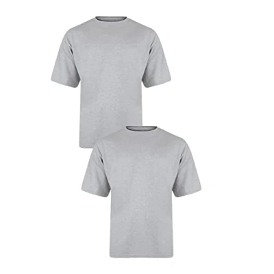 Image of KAM Big and Tall &#039;Stan&#039; Plain Crew Neck T Shirt in 2 Pack Cotton Rich Top Large Size Fit JEANBASE Grey 8XL