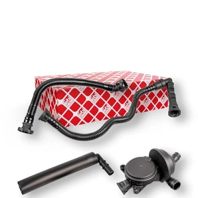 Image of 11157503523, 11157503523S2, 11157503524, 11157503524S2, 11157513903 Oil Trap, crankcase breather FEBI BILSTEIN 170023 with venting hoses