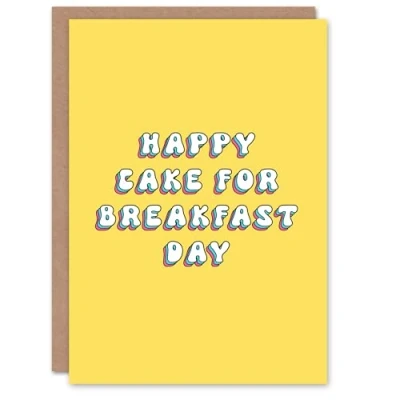 Image of Artery8 Birthday Card Happy Cake For Breakfast Day Fun Funny Joke Humour Her Gran Sister Niece Daughter Wife Woman Greeting