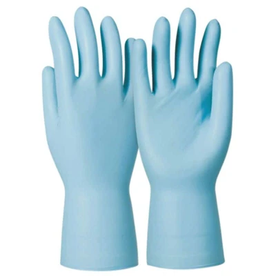 Image of Honeywell Dermatril Disposable Gloves, Blue, Nitrile, Powder Free, Textured Fingertips, Size 8, Pack of 100