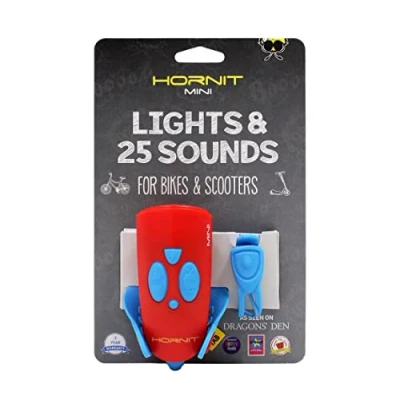 Image of HORNIT MINI Bike Bell Blue/Red Bicycle Horn Kids Scooter Accessories 25 Sound Effects/ 5 Lights