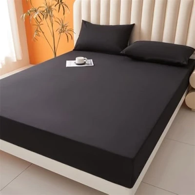 Image of Fitted Sheet Deep Pocket Brushed Velvety Microfiber, Breathable, Extra Soft and Comfortable Wrinkle, Fade, Stain Abrasion Resistant (Black, King)