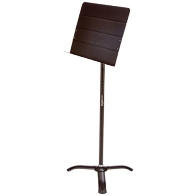 Image of Amazon Basics Folding Orchestra Sheet Music Stand, Adjustable Height from 108 to 162 cm (42.5 63.7 inches), Titlable, Standing and Sitting Uses, Stable, Tripod Base Black