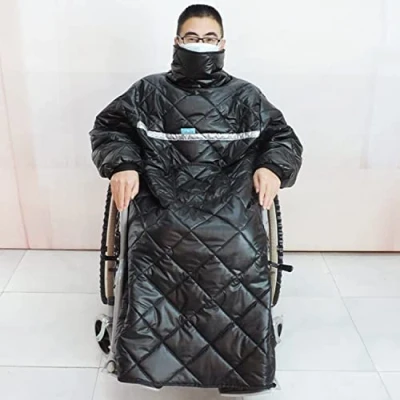 Image of MOUSKE Waterproof Windproof Winter Wheelchair Full Body Warm Blanket, Wearable Cosy Cover with Sleeves Rain for Users, Adult Size