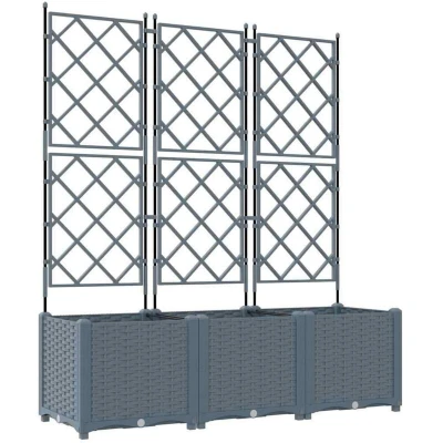Image of vidaXL Garden Planter with Trellis 3 pcs Light Grey 120x40x143 cm