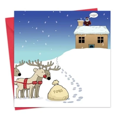 Image of Twizler Merry Christmas Card with Santa &amp; Toys Happy Humour Xmas Funny Womens for Her Female Mens Him Male