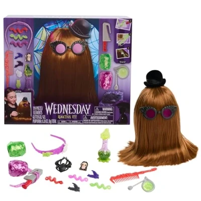 Image of Just Play Wednesday Ignatius Itt 10 inch Styling Head, 20 Pieces, 360 Degrees of Options, Pretend Play, Kids Toys for Ages 4 Up