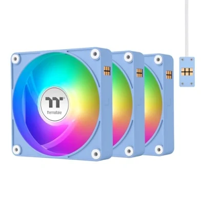 Image of Thermaltake CT120 EX ARGB Reverse PC Cooling Fan HydrangeaBlue 3 Pack, Magnetic Connection, 5V Motherboard Sync, 16.8 Million Colors 9 Addressable LEDs,120 mm Case/Radiator Fan,CL F198 PL12BU A