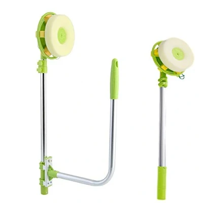 Image of Window Cleaning Tool U Shaped Cleaner with Telescopic Pole, 2 In 1 Angle Adjustable Sponge Head and Squeegees, for High Window, Cars Bathroom