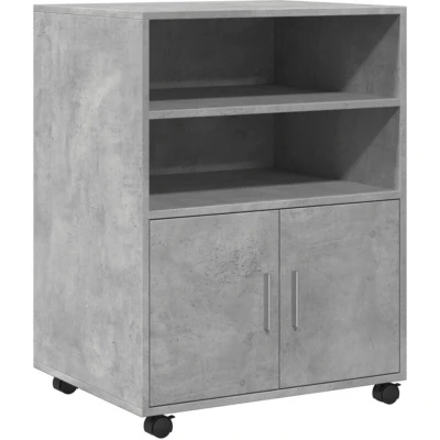 Image of vidaXL Rolling Cabinet Filing Storage Concrete Grey Engineered Wood 60x48x81 cm Office/Kitchen/Bedroom