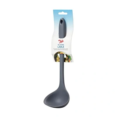 Image of Tala Silicone Ladle in Grey Colour, Heat Resistant up to 240 Degrees and Ideal for Serving all Tasks of Sauces Soups, use with Non Stick cookware, Dishwasher Safe