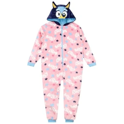 Image of Bluey Onesie Girls With 3D Ears Onesies For Fleece Pink 6 7 Years