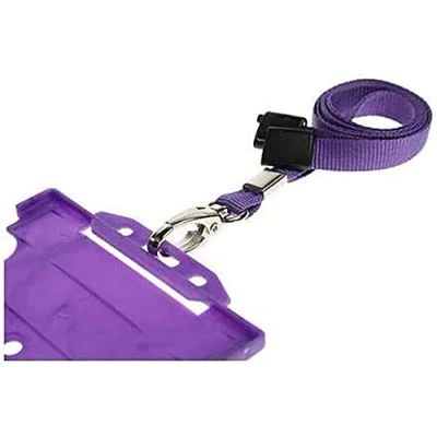 Image of Purple ID Card Holder and Lanyard with Safety Breakaway Metal Clip
