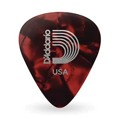 Image of D&#039;Addario Celluloid Guitar Picks Accessories for Acoustic Guitar, Electric Bass Natural Feel, Warm Tone Red, Heavy, 25 pack