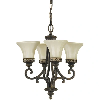 Image of Drawing Room Multi Arm Chandelier 4 Light Walnut Finish, E27