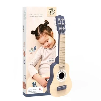 Image of Speedy Monkey Toy Guitar for Kids 6 Strings, Blue &amp; Wooden Colour, Easy to Carry Gifts Develops Musical Skill Great Instruments Boys Toys Age 7 Toddlers