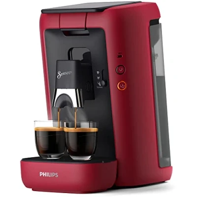 Image of Philips Domestic Appliances Senseo Maestro Coffee Pod Machine with Thickens and Memo Function, 1.2 Litre Water Container, Green Product, Colour: Red (CSA260/90)