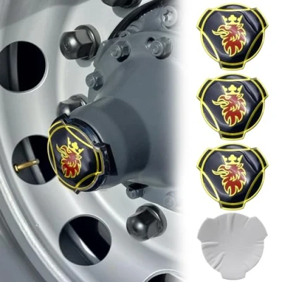 Image of 4 Pieces Griffin Aluminum Decals For Scania Truck Rim Wheel Center Caps Badge Emblem Sticker Cover (blue and gold)