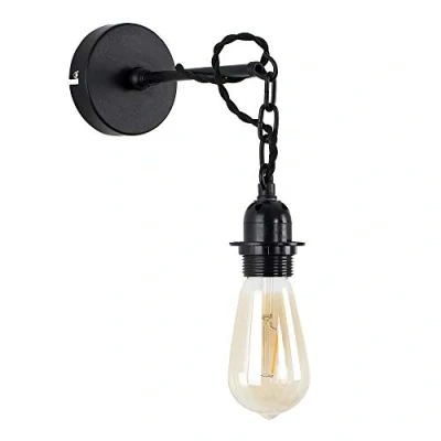 Image of MiniSun Pair of Industrial Steampunk Satin Black Wall/Ceiling Light Fittings Complete with 4w LED Filament Bulbs [2700K Warm White]