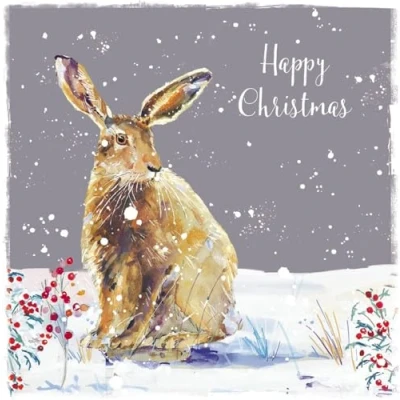 Image of Charity Christmas Cards Box of 20 BHF, Marie Curie, Parkinson&#039;s UK, Oxfam, the Stroke Association, NSPCC Stag and Hare in Snow Artistic Designs 10 Each 2 Eco Friendly