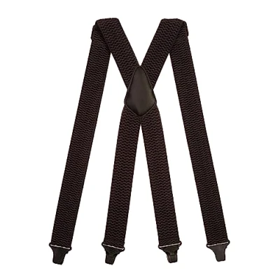 Image of Olata Heavy Duty X Shape Airport Braces/Suspenders with Plastic Clips 4cm. Dark Grey