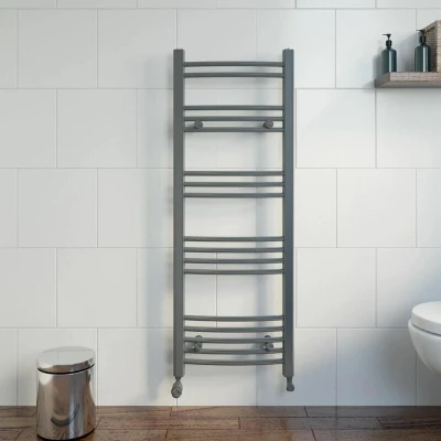 Image of DuraTherm Curved Heated Towel Radiator Anthracite 1200 x 450mm