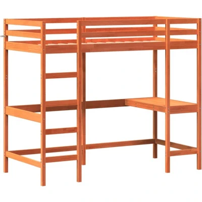 Image of vidaXL Loft Bed without Mattress Wax Brown 90x190 cm Single Solid Wood Pine
