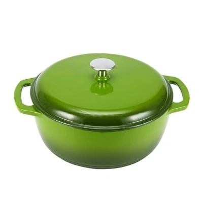 Image of Amazon Basics Enameled Cast Iron Round Dutch Oven with Lid and Dual Handles, Heavy Duty &amp; Small, 4 L, Green