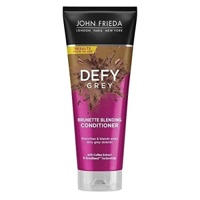 Image of John Frieda Defy Grey Brunette Blending Conditioner 250 ml, Disguise and Hide Hair, Colour Depositing for Brown Hair Coverage