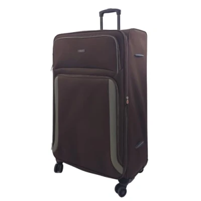 Image of Infinity Leather Unisex Soft 8 Wheel Luggage Light Travel Suitcases Brown Size X Large