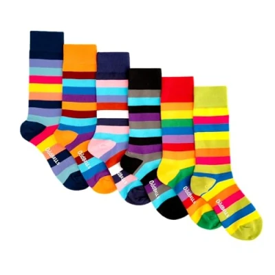 Image of OddBalls Sock Multipack 6 Pack Mens &amp; Womens Colourful Cotton Socks Work Elasticated Ankle Stripey Bundle Size 7 10
