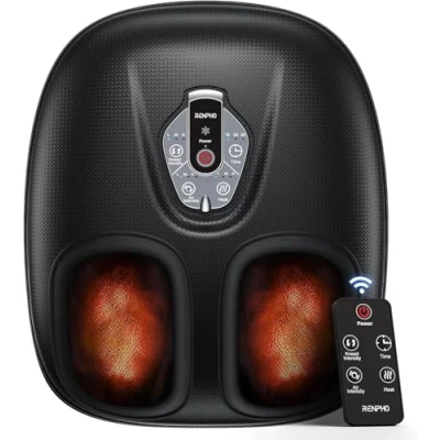 Image of RENPHO Foot Massager Machine with Heat for Plantar Fasciitis, Gifts Women Mom Men Dad, Shiatsu Kneading, 3 Levels, Wireless Control Electric Feet Massager, True Massage