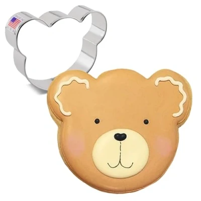 Image of Bear Face Cookie Cutter 8.9 cm, Made in USA by Ann Clark
