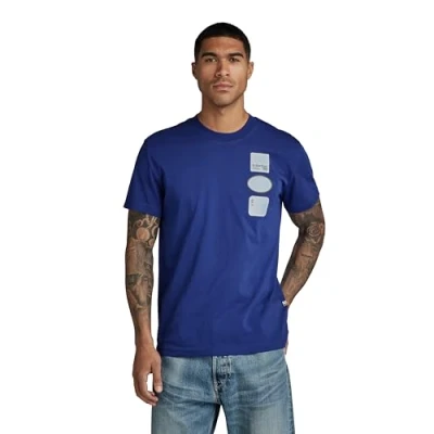 Image of G STAR RAW Men&#039;s Multi Badge T Shirt, blue (ballpen D23903 336 1822), L